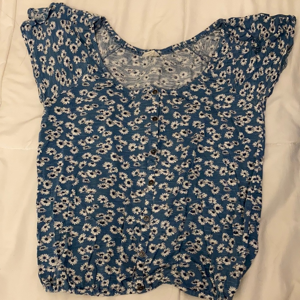 Aeropostale Blue Floral Blouse